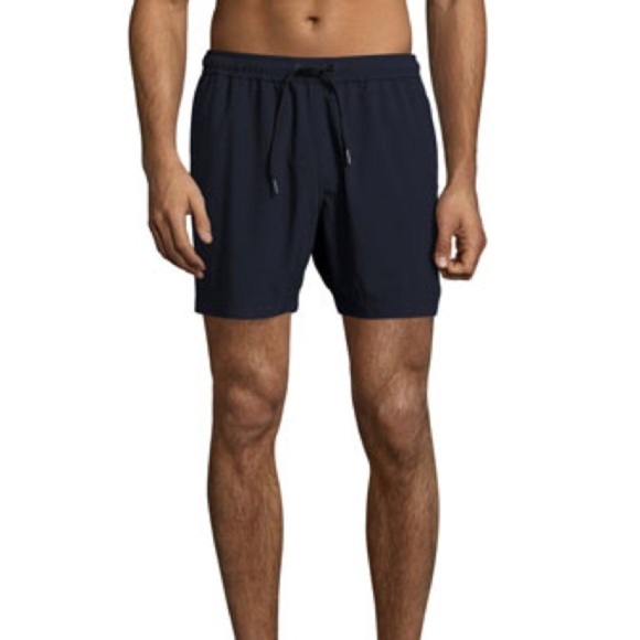 Theory Cosmos Simulate Lined Swim Trunks Navy Blue 6” - Picture 1 of 8
